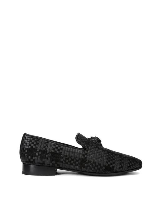 Kurt Geiger Black Ace Stud Woven-Design Loafers for men