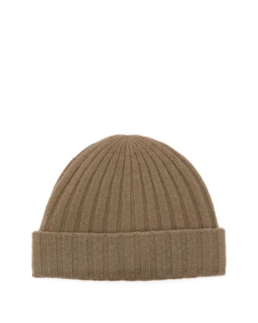 Totême Brown Ribbed Cashmere Beanie