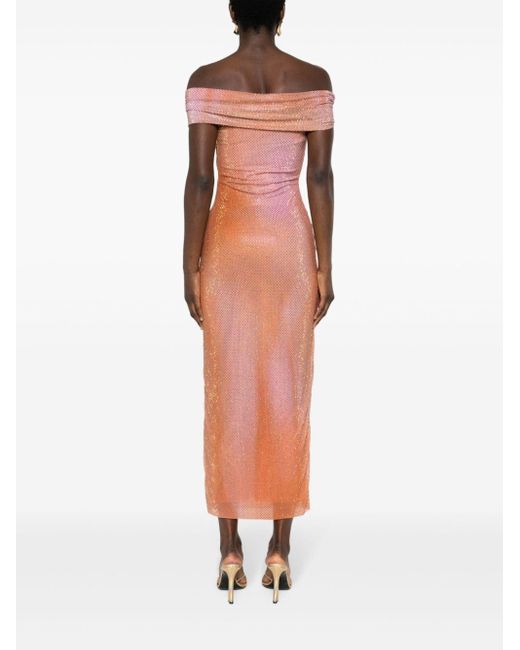 Self-Portrait Orange Kleid mit Pailletten