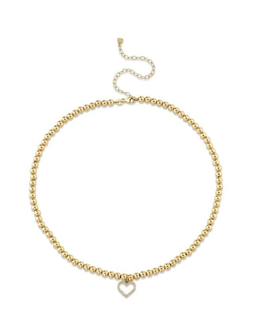Sydney Evan Metallic 14Kt Open Heart Diamond Choker
