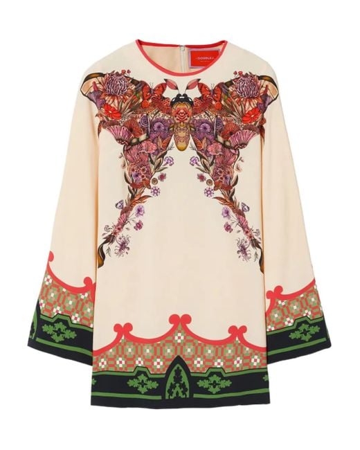 LaDoubleJ White Butterfly-Print Mini Day Dress