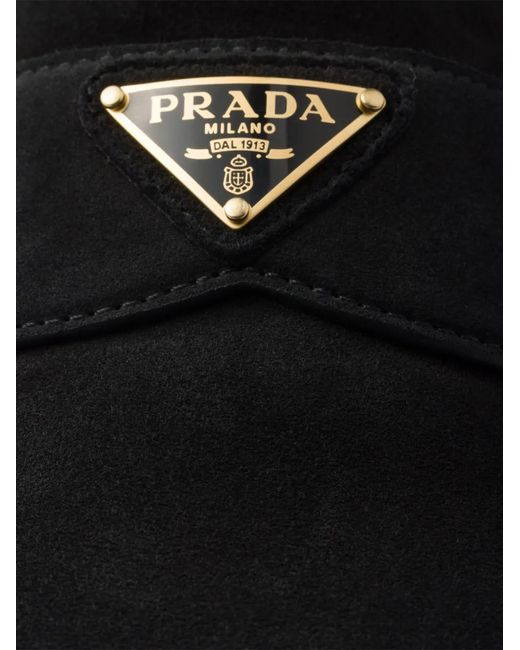 Prada Black Triangle-Logo Suede Loafers for men