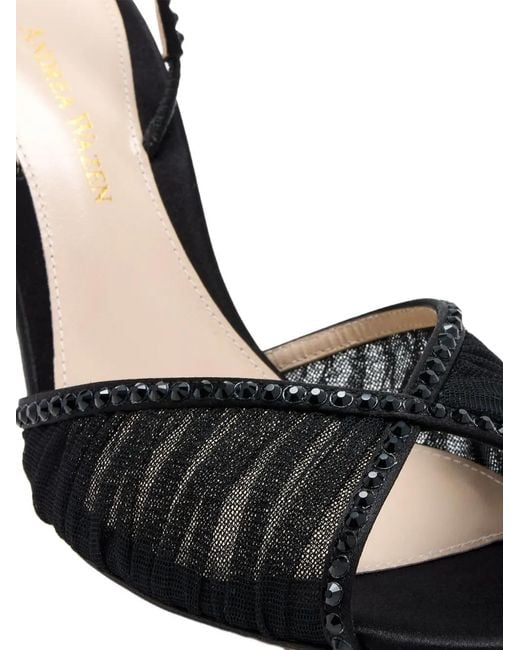 Andrea Wazen Black Jen Embellished Pumps