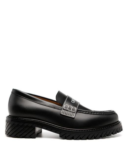 Off-White c/o Virgil Abloh Black Military Loafer Mit Logo-Print