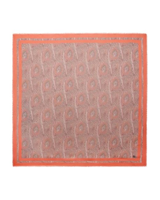 Etro Pink Modal Shawl With Floral Paisley Pattern