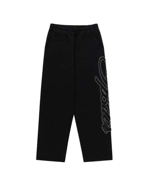Sp5der Black Rhinestone-Embellished Track Pants for men