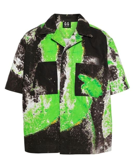 Camicia con stampa astratta di 44 Label Group in Green da Uomo