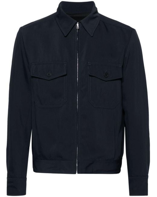 Sandro Blue Zip-up Gabardine Shirt Jacket for men