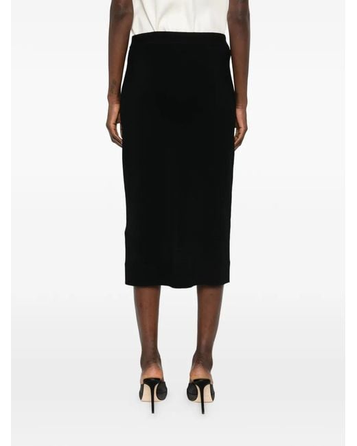 Victoria Beckham Black Button-Detail Midi Skirt