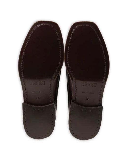 Hereu Brown Priego Lace-Up Squared Loafers