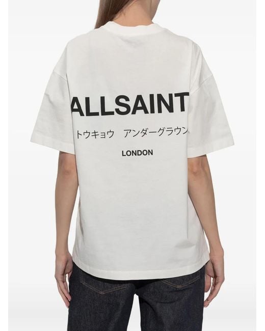 AllSaints White Logo-Print Short-Sleeve T-Shirt