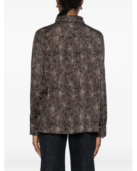 Marc O' Polo Brown Floral-Pattern Shirt