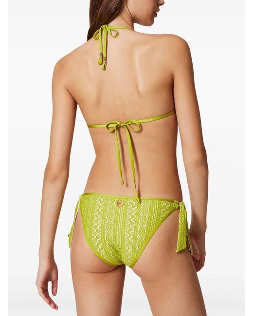 Twinset Green Open-Knit Bikini Top