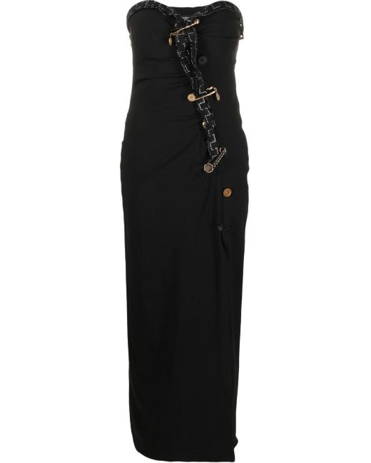 Versace Safetypin Greca Trim Dress in Black Lyst Australia