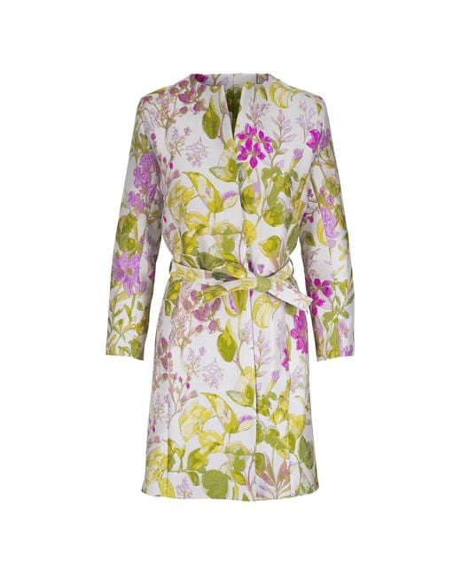 Libertine White Floral-Print Belted Coat
