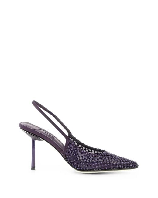 Le Silla Blue Gilda Crystal-Embellished Mesh Pumps