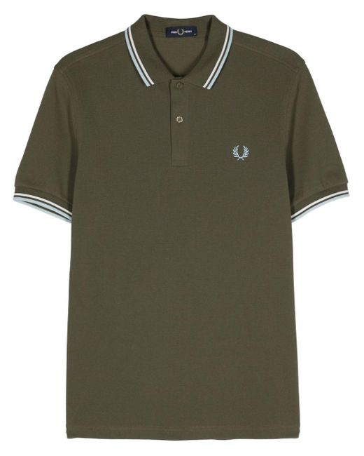 Logo-embroidered cotton polo shirt Fred Perry pour homme en coloris Green