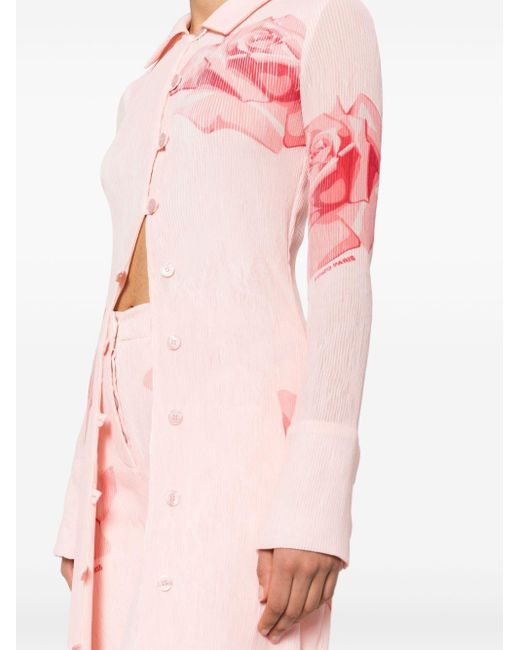 Camisa plisada con rosas estampadas KENZO de color Pink