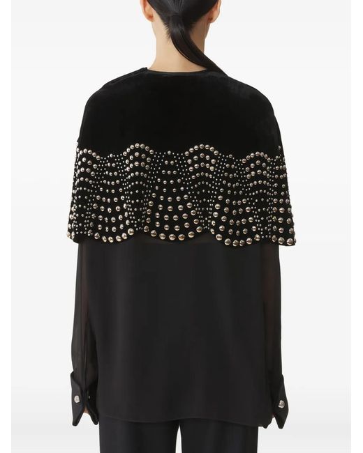 Lanvin Black Beaded Velvet Top