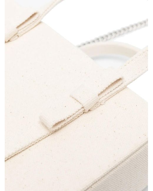 Kara White Mini Leather Tote Bag