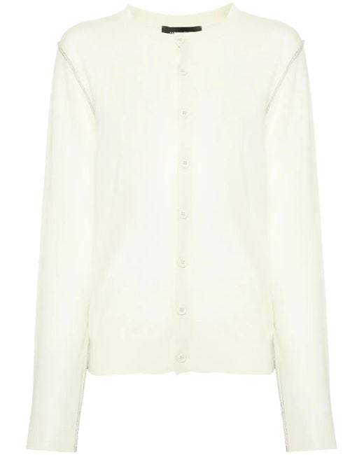 Fabiana Filippi Natural Metallic-Threading Wool Cardigan