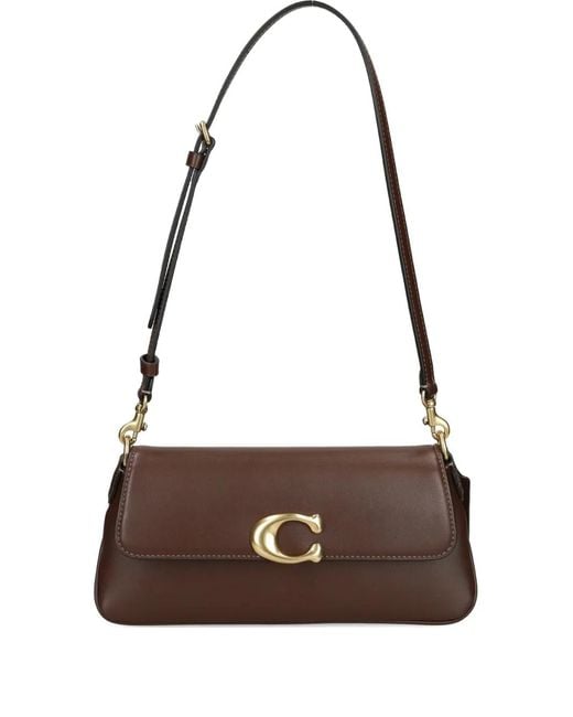 COACH Brown Small Jet C-Logo Leather Shoulder Bag