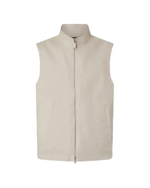 Zegna White Zip Linen Vest for men