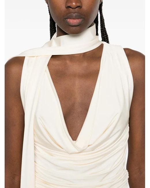 AYA MUSE White Self-Tie Draped Top