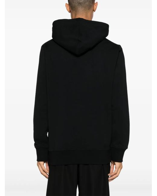 McQueen Black Half Seal Logo Cotton Hoodie for men