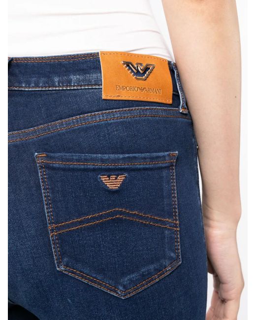 Emporio Armani Blue Logo-Embroidered Skinny Jeans