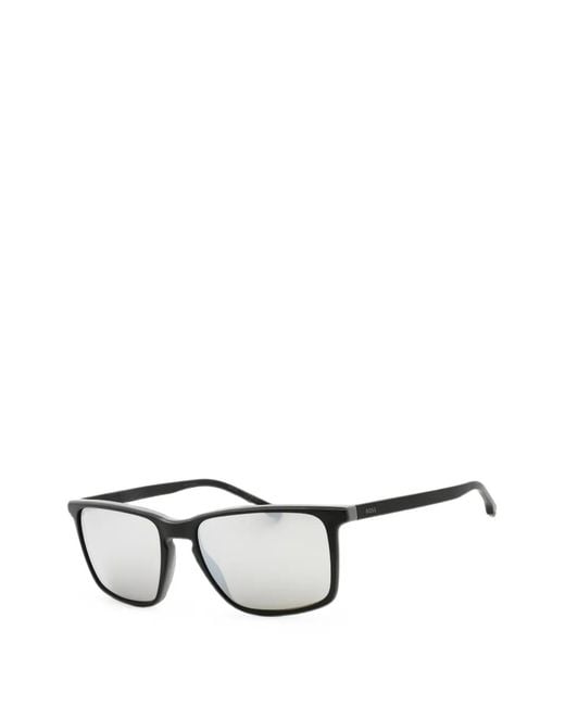 Boss Gray Rectangle-Frame Mirrored Sunglasses for men
