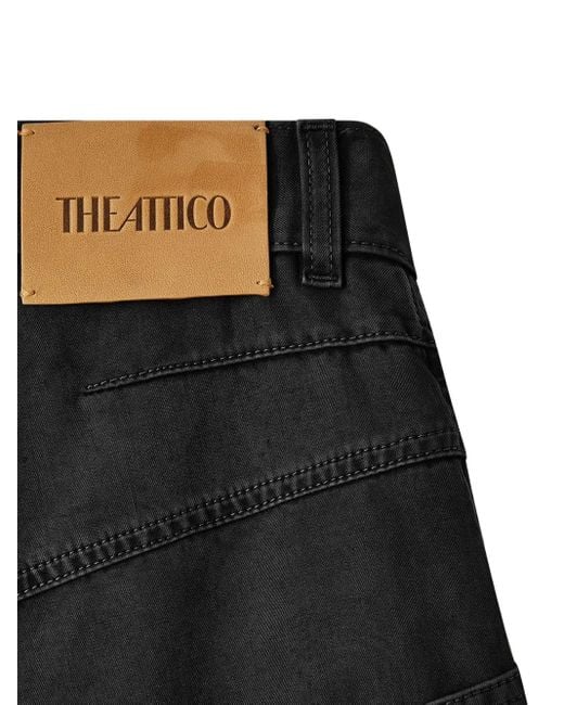 The Attico Black Panelled Wide-Leg Trousers