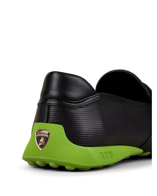 Tod's Black Automobili Lamborghini Slip-on Leather Driving Shoes
