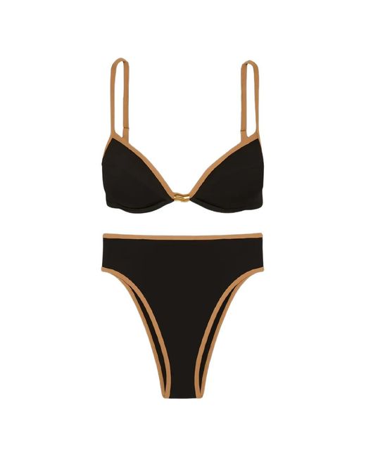 ViX Black Firenze Lily Gigi Hot Pant Contrast-Trim Bikini Bottom