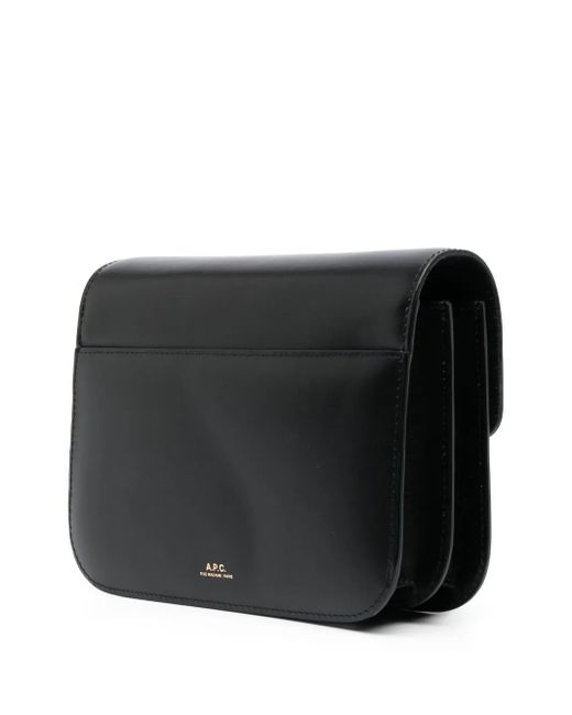 A.P.C. Black Mini Grace' Shoulder Bag With Embossed Logo In Smooth Leather