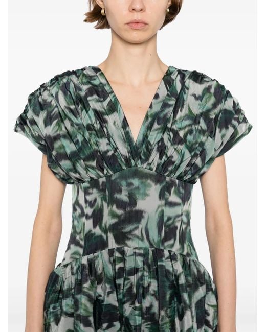 Amsale Green Drop-Waist Corset Dress