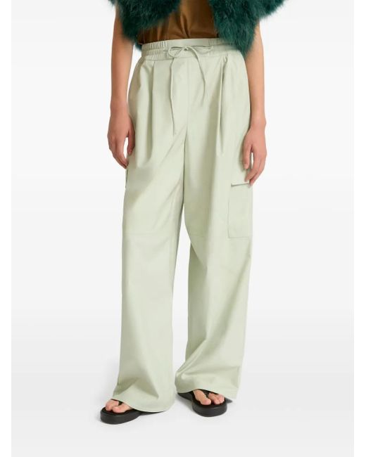 Yves Salomon Green Lambskin Cargo Pants