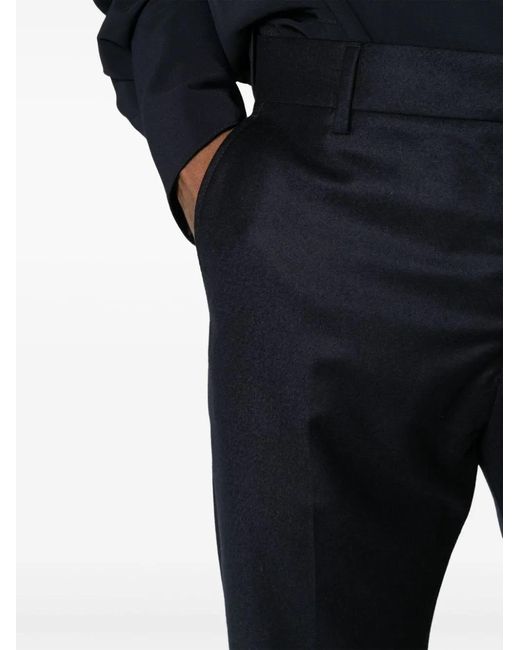 AMI Blue Tapered-Leg Wool Trousers