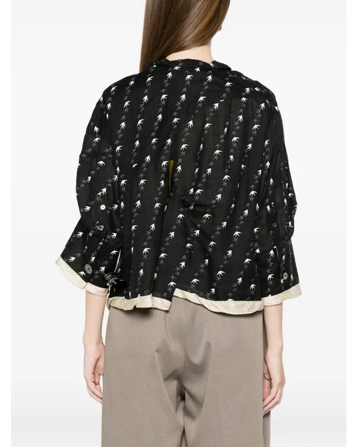 Undercover Black Bird Print Blouse