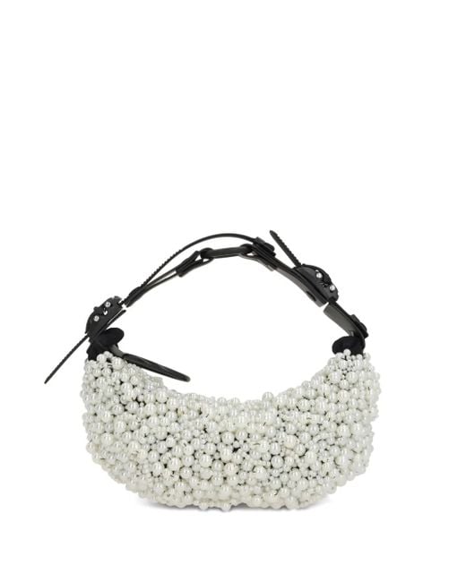 Innerraum Metallic Schultertasche Mit Perlendetail