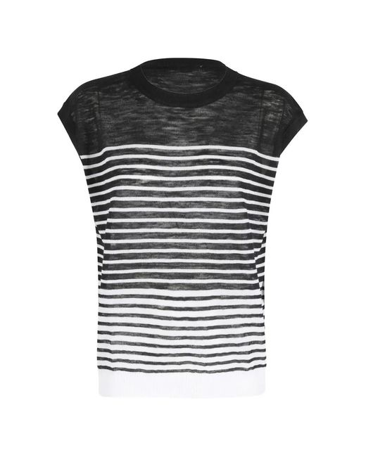 Roberto Collina Black Striped T-Shirt