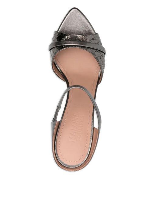 Malone Souliers Metallic 95Mm Yuna Ankle-Strap Woven Sandals