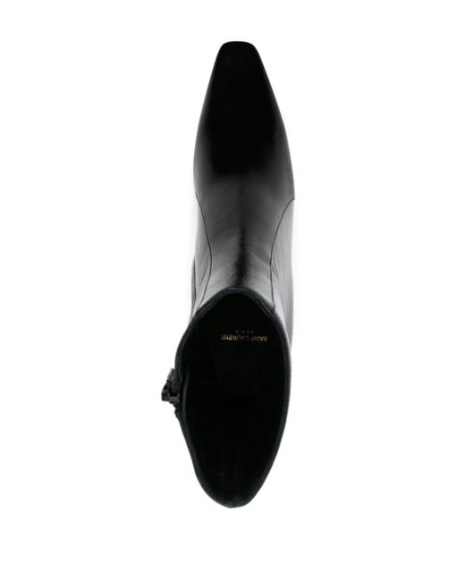 Saint Laurent Black Pointed-toe Panelled Boots