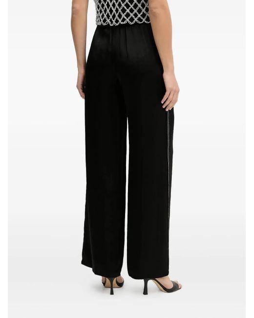 Pinko サイドストライプ サテンパンツ Black