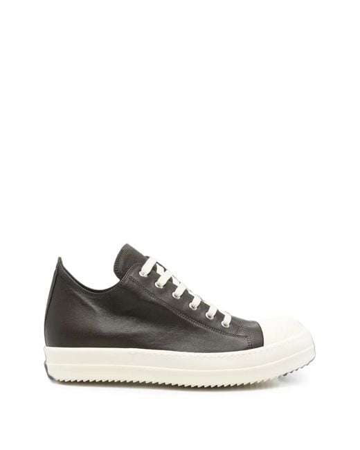 Rick Owens White Low-Top Leather Sneakers for men