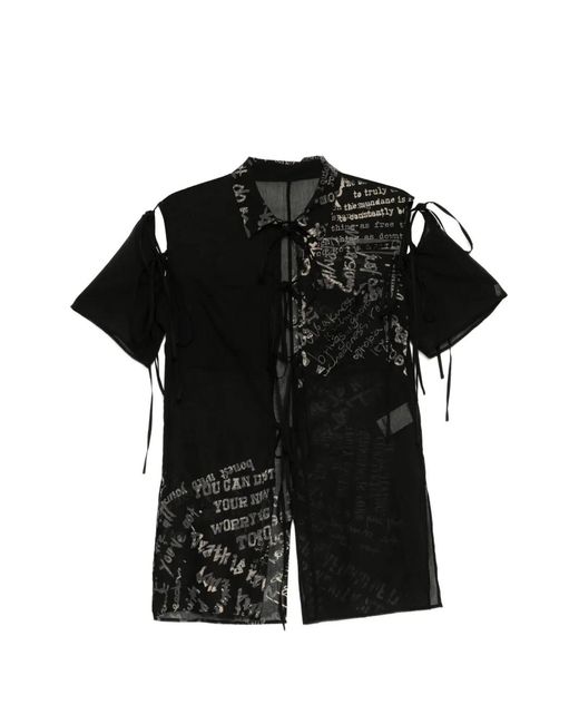 Limi Feu Black Slogan-Print Side-Tie Top