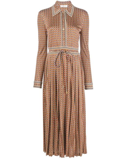 Tory Burch Basketweave-print Shirtdress in Brown | Lyst Canada