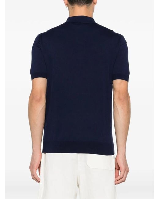 Etro Blue Embroidered Polo Shirt for men