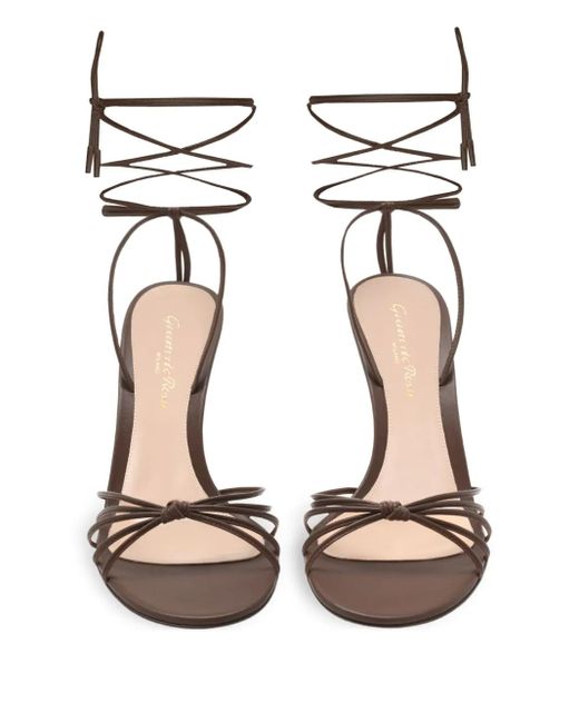 Gianvito Rossi Metallic Lace-Up Leather Sandals