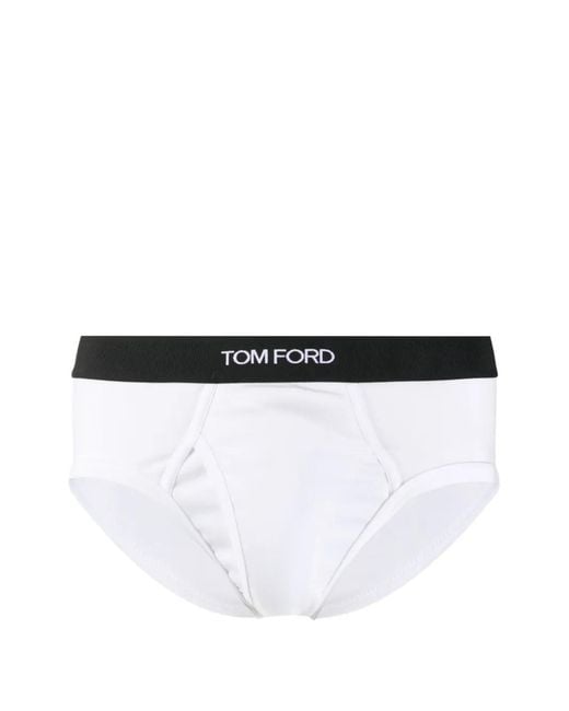 Tom Ford White Logo-Waistband Briefs for men